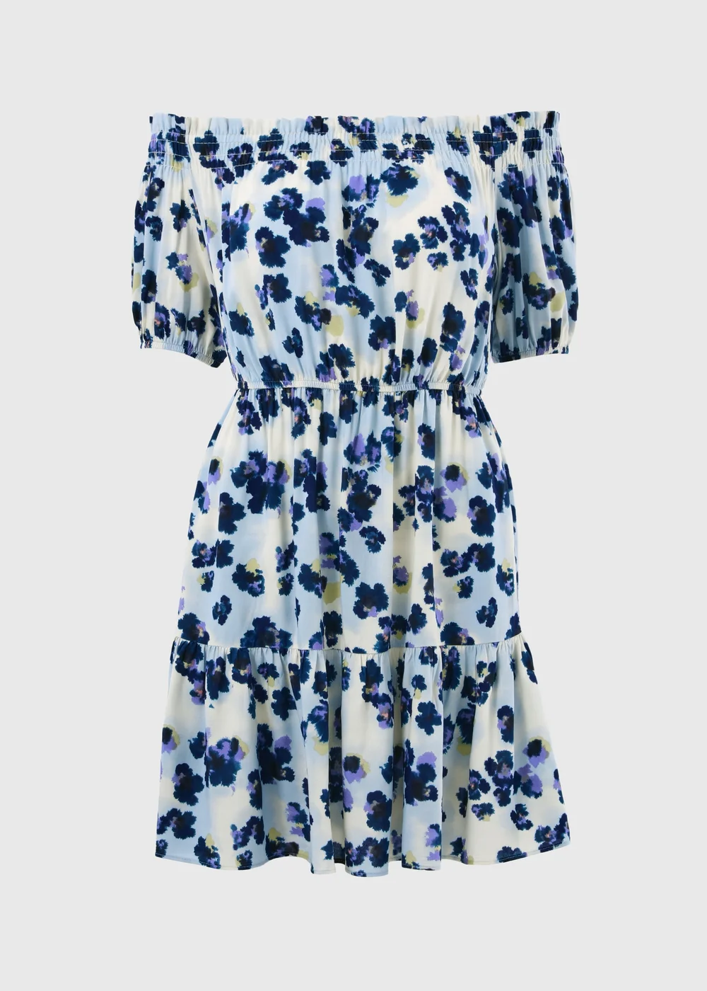 Purple Floral Bardot Mini Dress - Size 26 Image 3