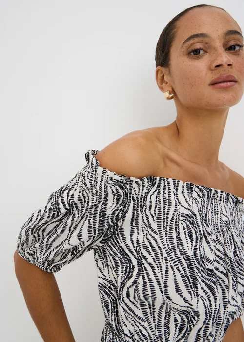Black Print Bardot Mini Dress - 24 Image 1