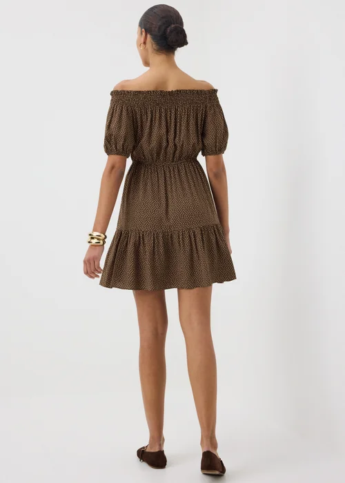 Brown Spot Print Bardot Mini Dress - 26 Image 2
