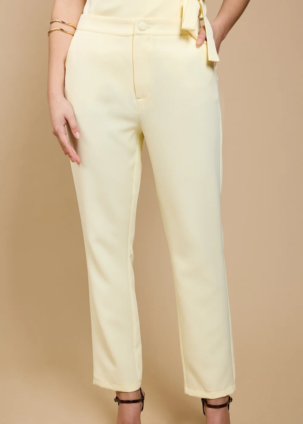 Little Mistress Lemon Tapered Trousers by Vicky Pattison - 14 Image 3