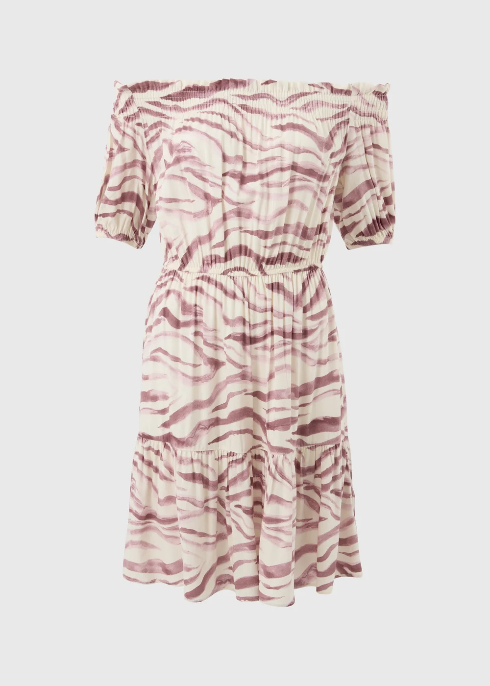 Pink Zebra Print Bardot Mini Dress - Size 8 Image 4