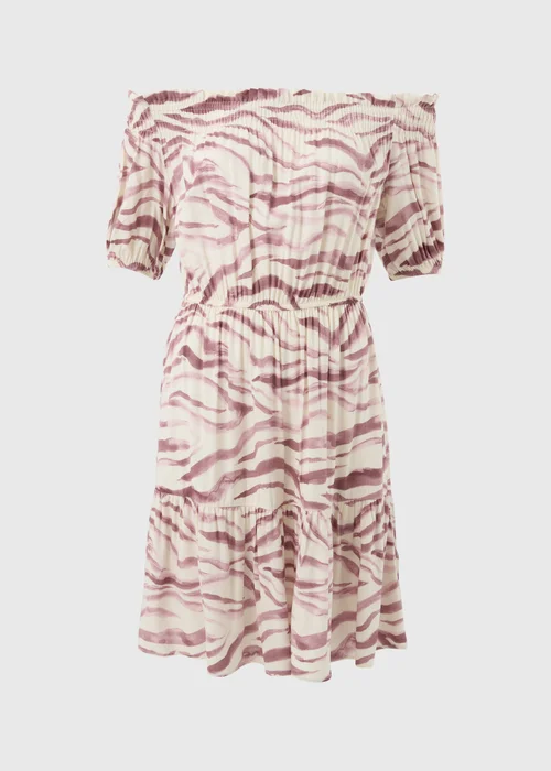 Pink Zebra Print Bardot Mini Dress - Size 8 Image 4