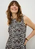 Brown Zebra Print Drop Waist Jersey Midi Dress - Size 8 Image 3
