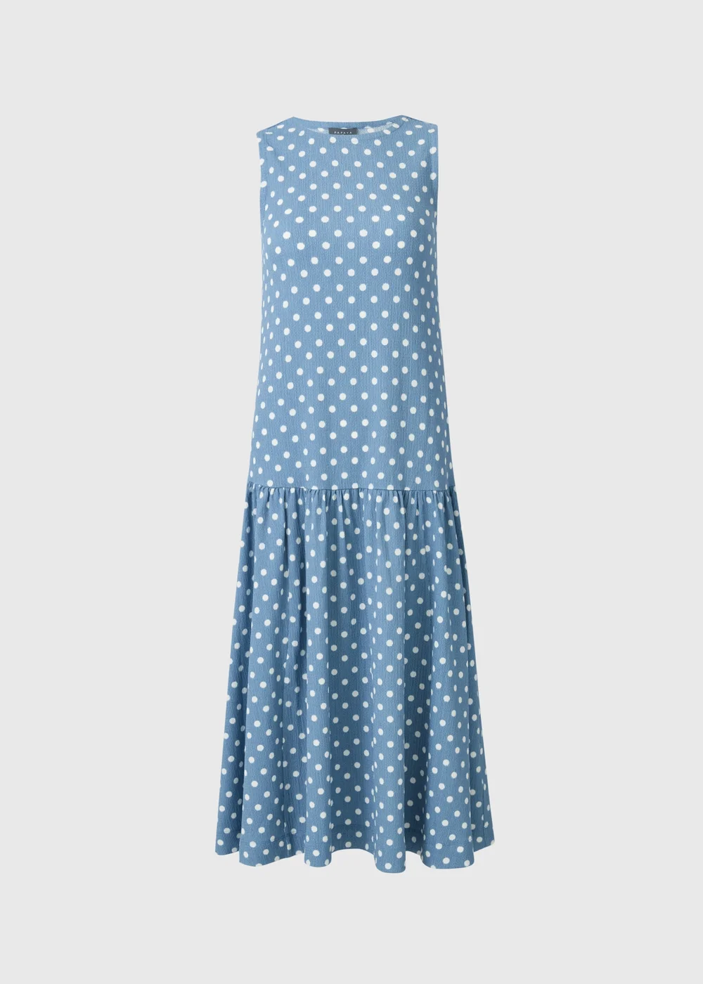 Blue Polka Dot Drop Waist Jersey Midi Dress - Size 8 Image 1