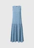 Blue Polka Dot Drop Waist Jersey Midi Dress - Size 8 Image 1