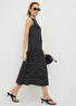 Black Polka Dot Drop Waist Jersey Midi Dress - Size 8 Image 1