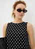 Black Polka Dot Drop Waist Jersey Midi Dress - Size 8 Image 2