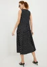 Black Polka Dot Drop Waist Jersey Midi Dress - Size 8 Image 3