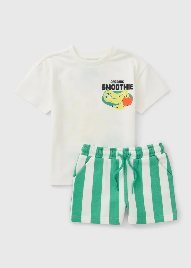 Boys Green Smoothie Stripe Top & Short Set (1-7yrs)