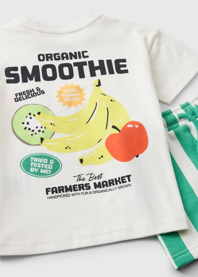 Boys Green Smoothie Stripe Top & Short Set (1-7yrs)