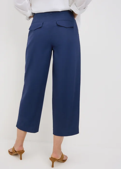 Navy Culotte Barrel Trousers - Size 08 29 leg Image 3