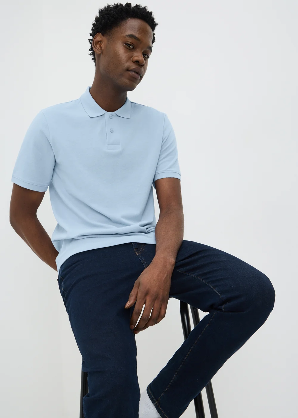 Baby Blue Essential Polo Shirt - S Image 1