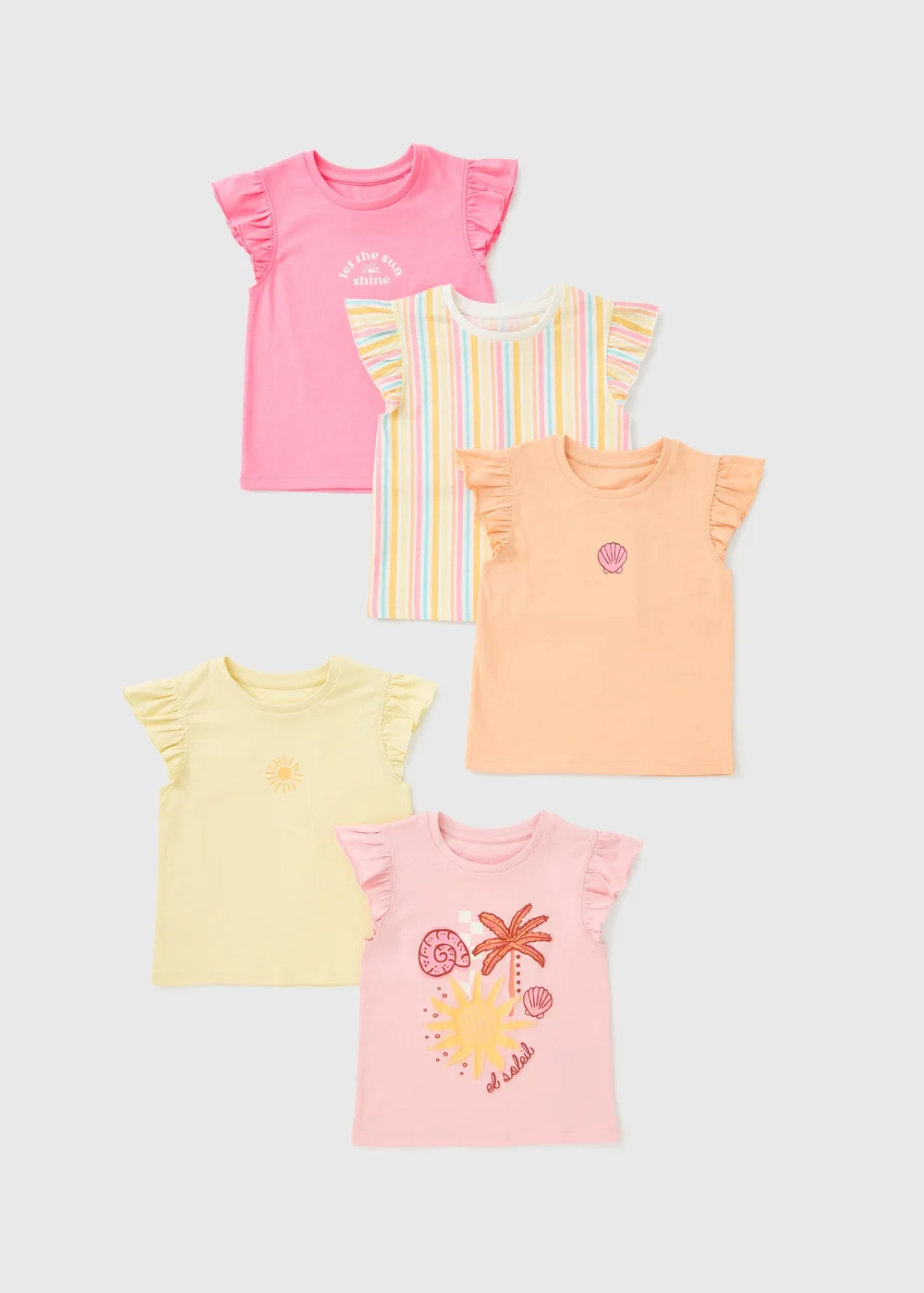 5 Pack Multicolour Coastal Frill Vests (1-7yrs) - 1-1.5 Yrs Image 1