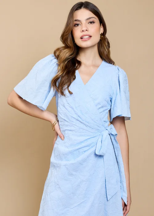 Little Mistress Blue Embroidered Mini Wrap Dress by Vicky Pattison - 8 Image 2