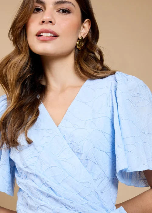 Little Mistress Blue Embroidered Mini Wrap Dress by Vicky Pattison - 8 Image 3