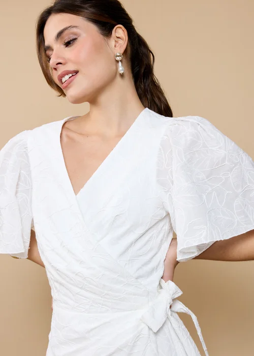 Little Mistress White Embroidered Mini Wrap Dress by Vicky Pattison - 14 Image 3