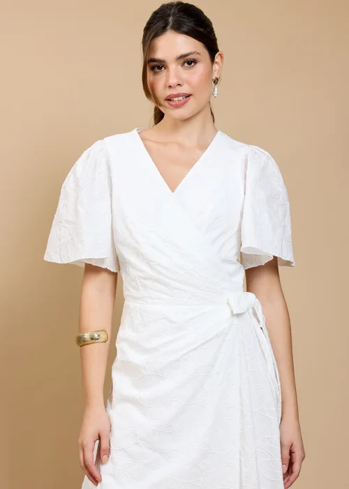 Little Mistress White Embroidered Mini Wrap Dress by Vicky Pattison - 14 Image 2