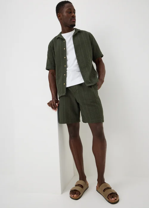 Khaki Textured Co Ord Shorts - 2XL Image 1