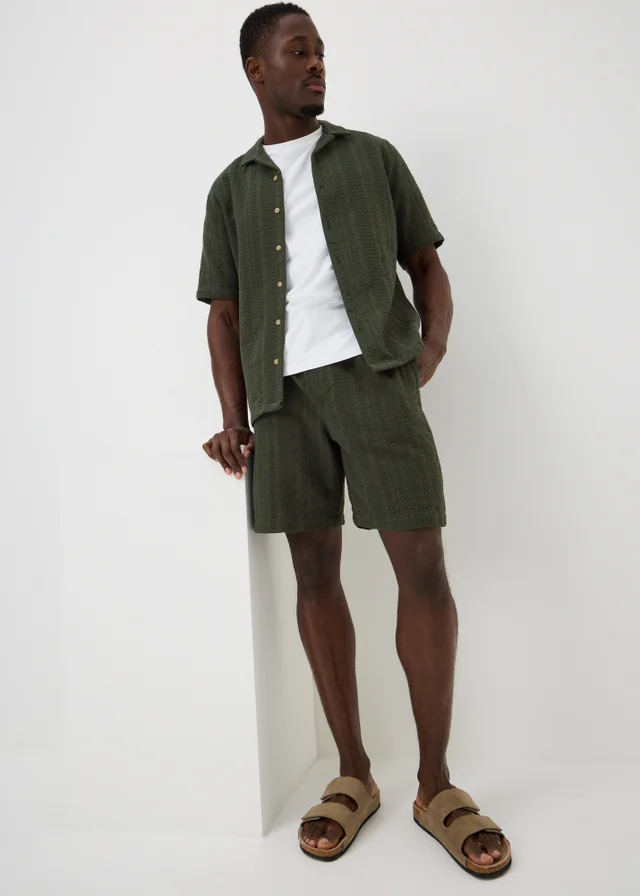 Khaki Textured Co Ord Shorts