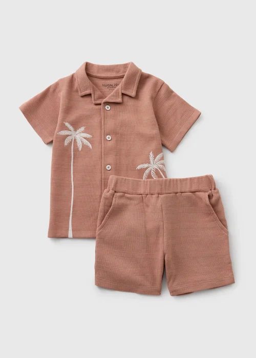 Boys Rust Palm Shirt & Short Set (1-7yrs) - 1-1.5 Yrs Image 1