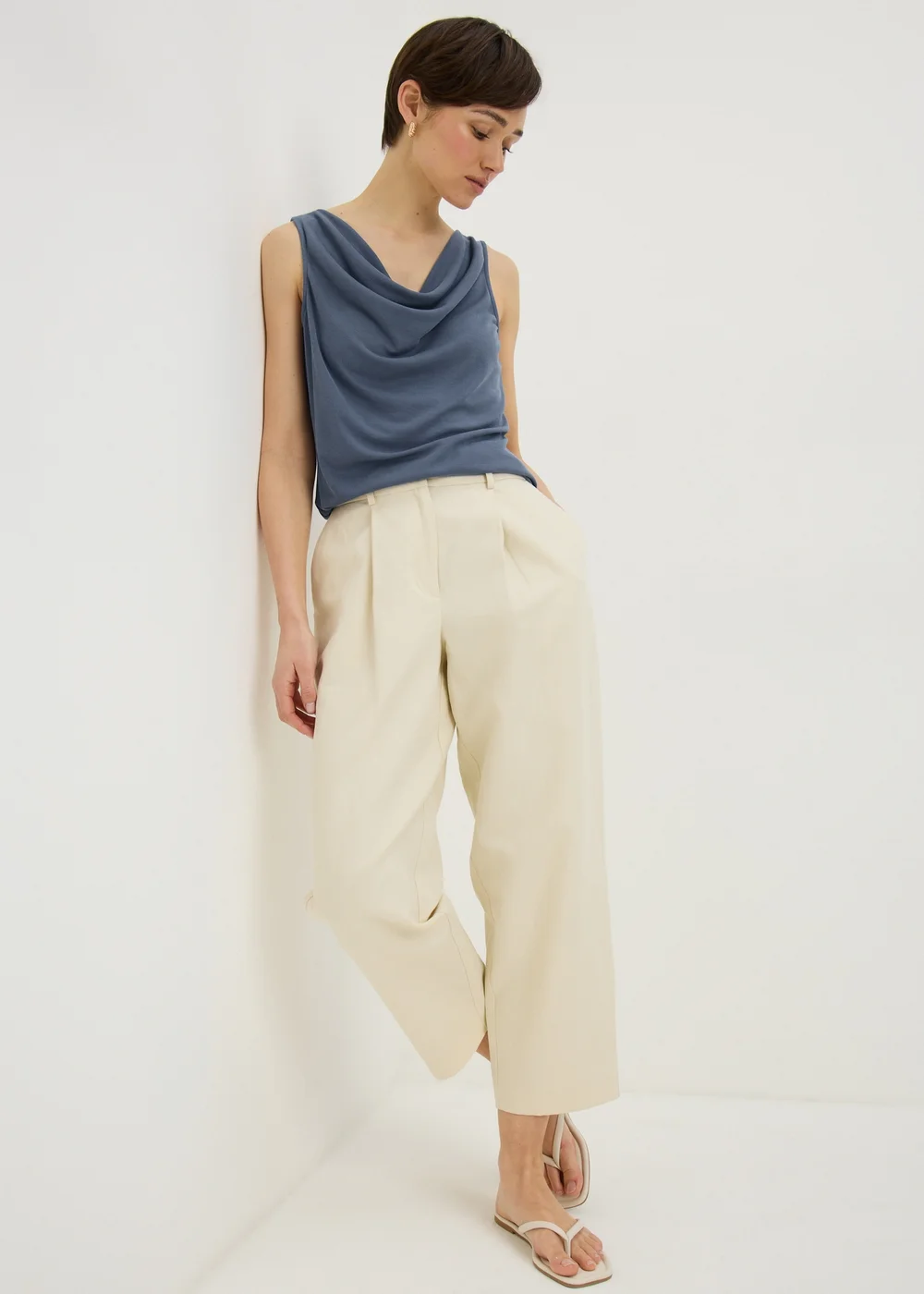 Steel Blue Cowl Drape Vest Top - 22 Image 1