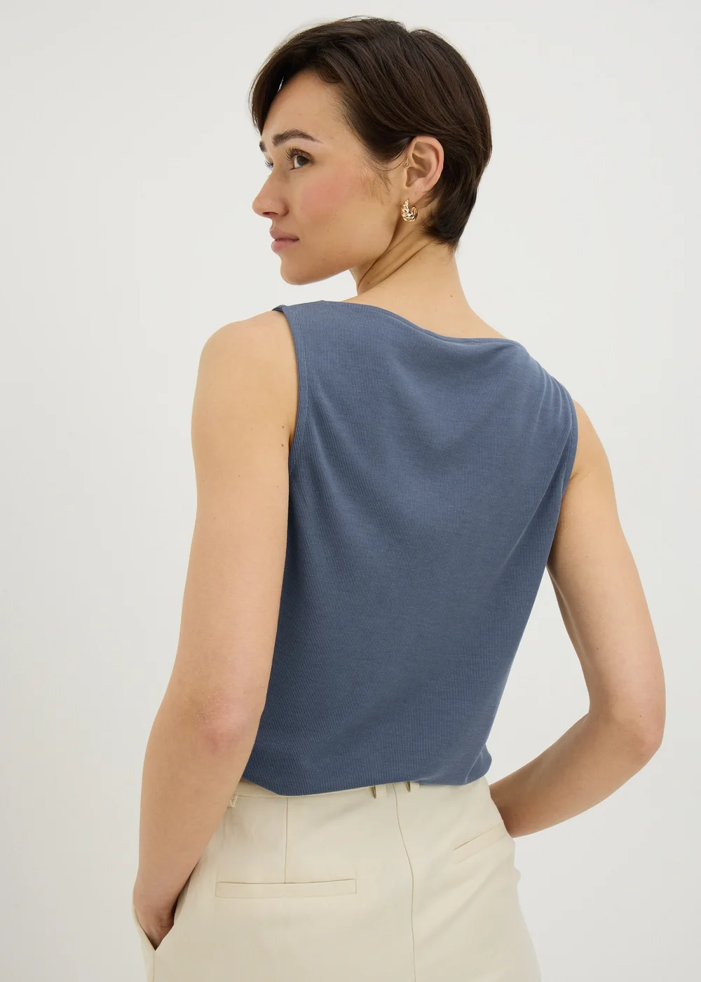 Steel Blue Cowl Drape Vest Top - 22 Image 2