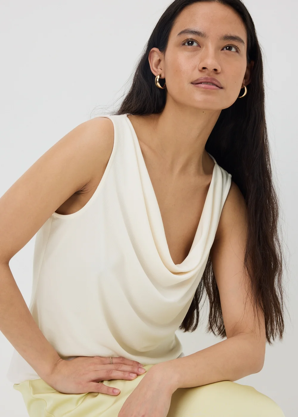 Cream Cowl Drape Vest Top - 8 Image 3