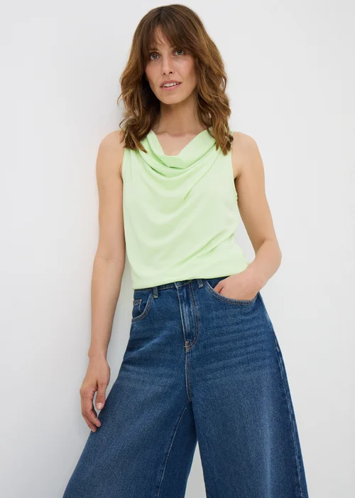 Light Green Cowl Drape Vest Top - 8 Image 1