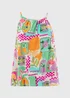 Multicolour Postcard Print Co Ord Beach Cami Top - S Image 1