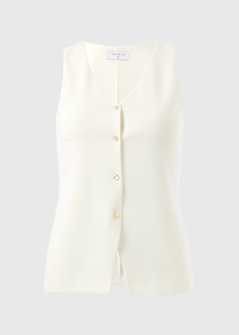 Off White Ribbed Button Up Jersey Waistcoat - 8 Image 4