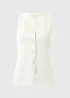 Off White Ribbed Button Up Jersey Waistcoat - 8 Image 4