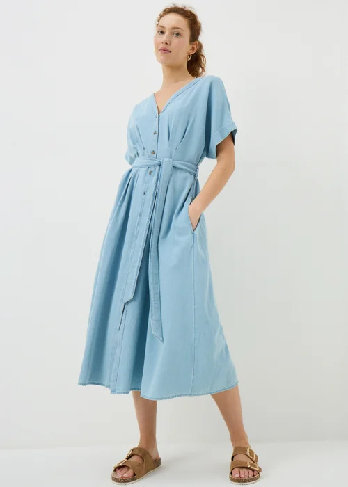 Mid Wash Denim Midi Shirt Dress - 8 Image 1