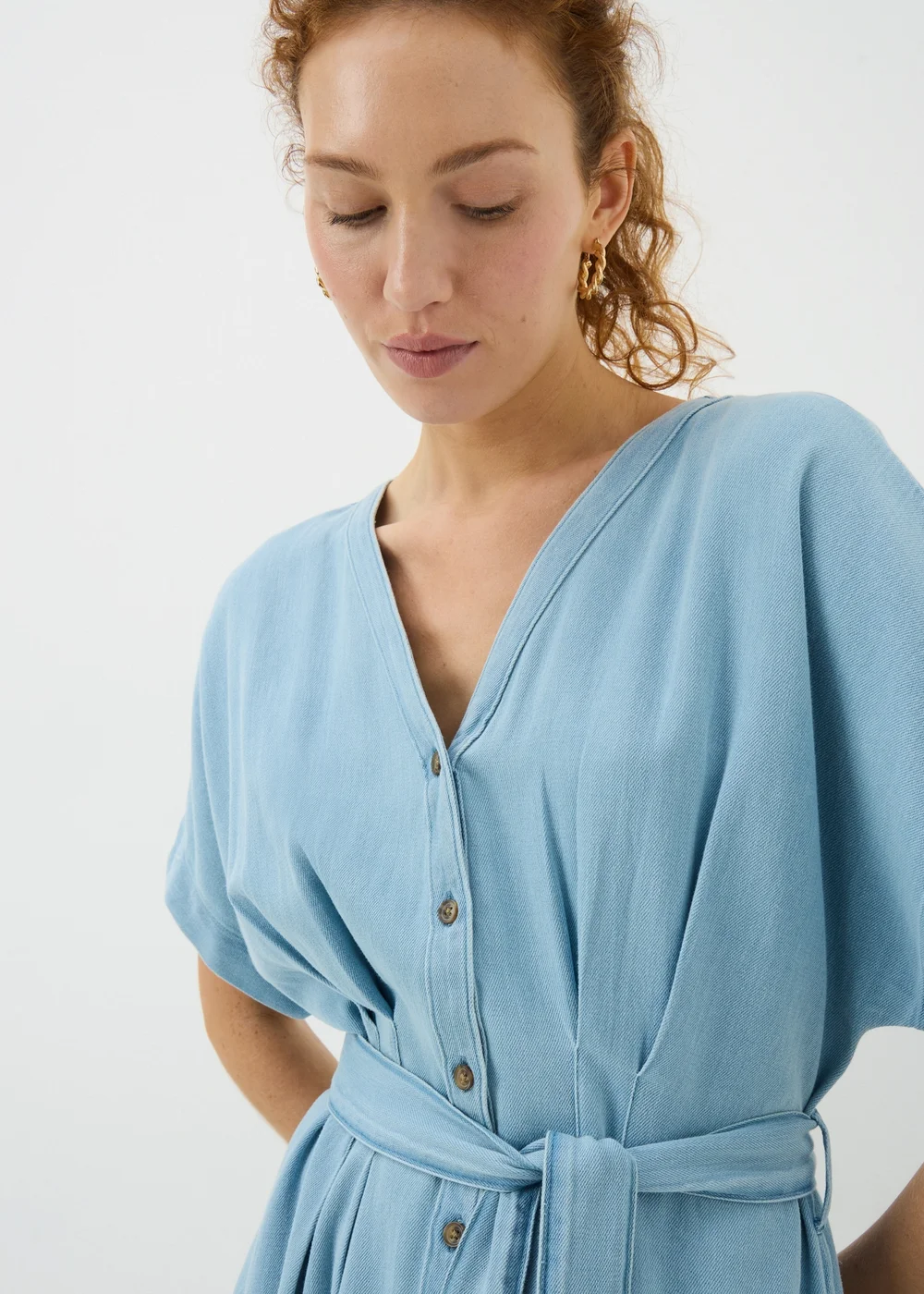 Mid Wash Denim Midi Shirt Dress - 8 Image 2