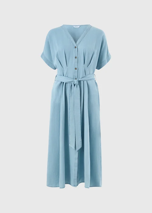 Mid Wash Denim Midi Shirt Dress - 8 Image 4