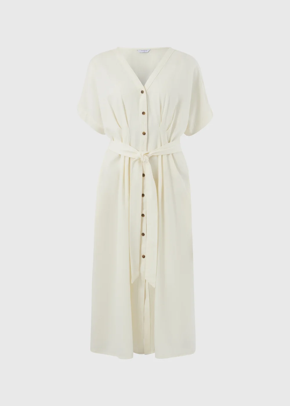Ecru Denim Belted Shirt Midi Dress - 22 Image 4