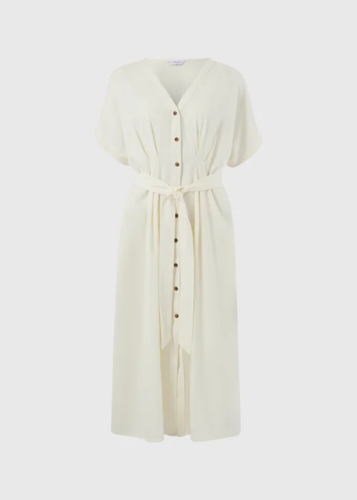 Ecru Denim Belted Shirt Midi Dress - 22 Image 4
