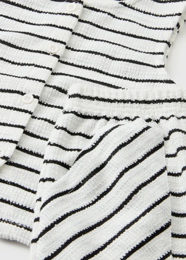 Girls White Stripe Knit Vest & Trouser Set (7-15yrs)
