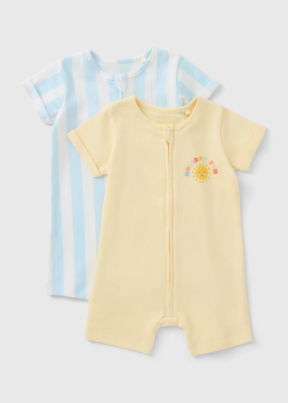 2 Pack Baby Multicolour Holiday Rompers (Newborn-23mths) - Up to 1 Month Image 1
