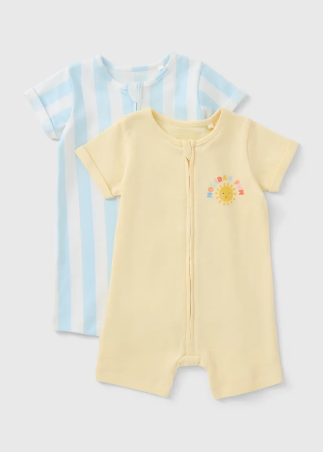 2 Pack Baby Multicolour Holiday Rompers (Newborn-23mths)