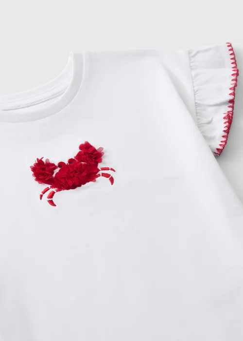 Girls White Crab Frill T-Shirt (1-7yrs) - 1-1.5 Yrs Image 2