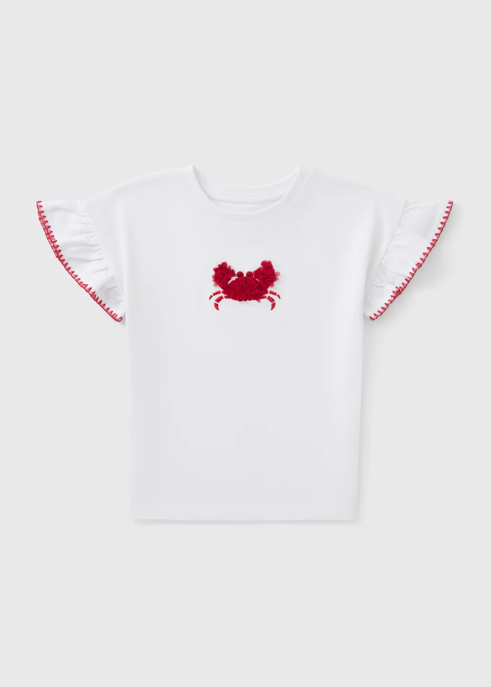 Girls White Crab Frill T-Shirt (1-7yrs) - 1-1.5 Yrs Image 1