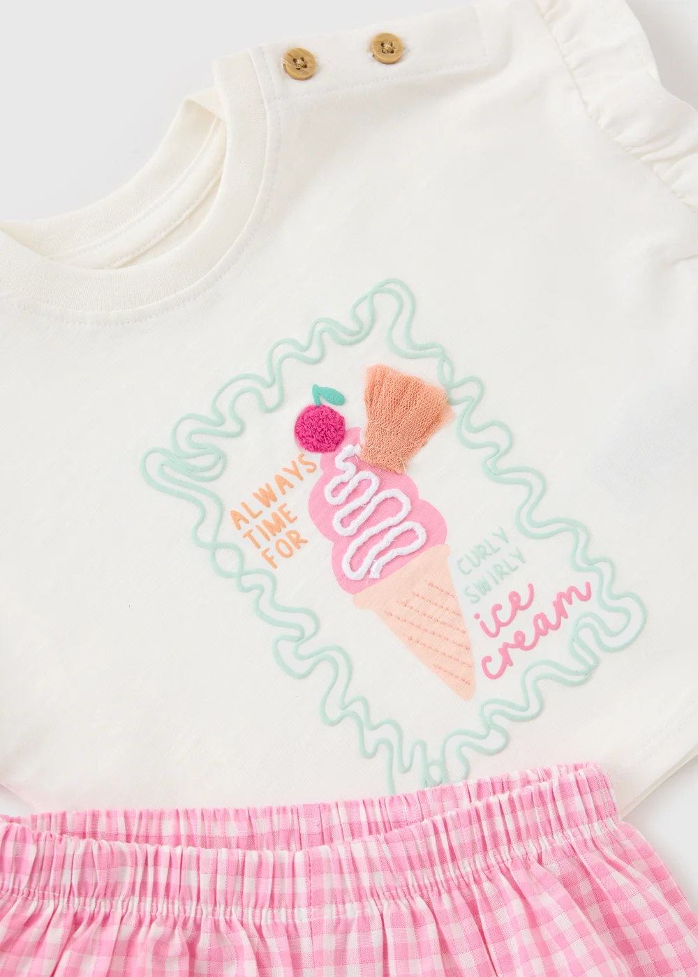Baby Pink Ice Cream Top & Short Set (Newborn-23mths) - Up to 1 Month Image 2