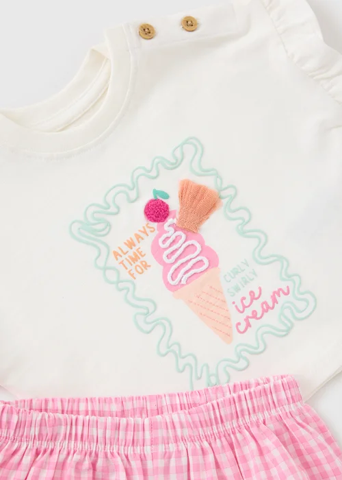 Baby Pink Ice Cream Top & Short Set (Newborn-23mths) - Up to 1 Month Image 2
