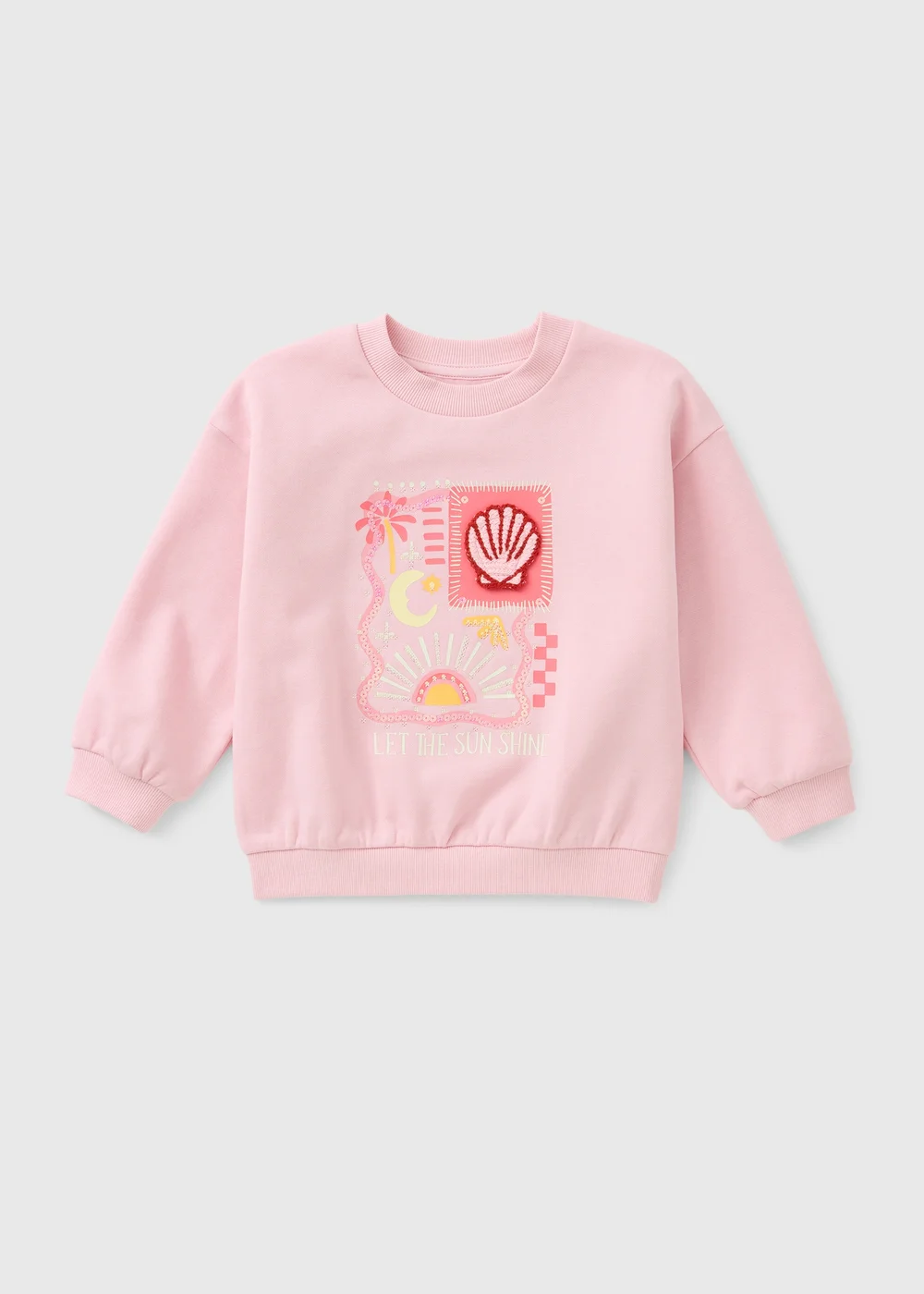 Girls Pink Shell Crochet Sweatshirt (1-7yrs) - 1 to 1 half years Image 1
