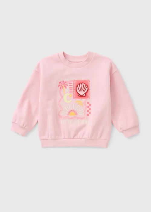 Girls Pink Shell Crochet Sweatshirt (1-7yrs) - 1 to 1 half years Image 1