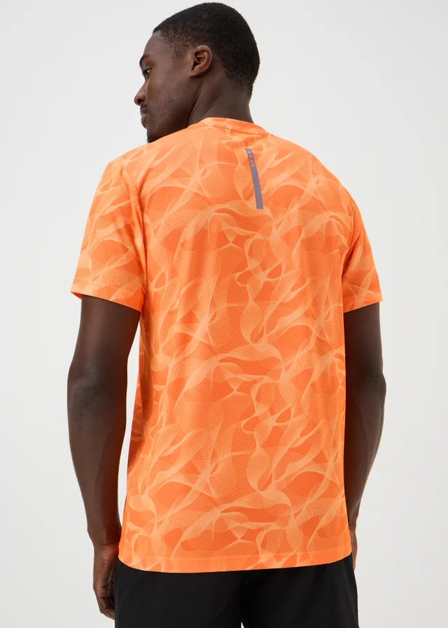 Souluxe Neon Orange Swirl Print Sports T-Shirt
