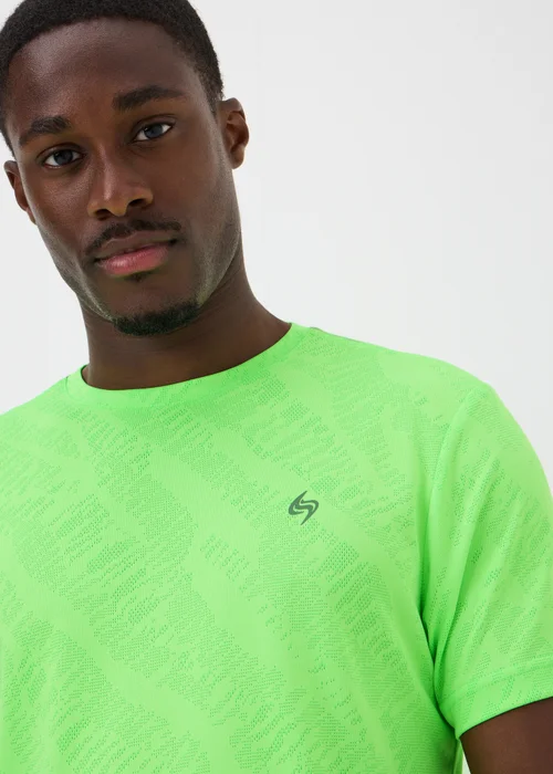 Souluxe Neon Lime Jacquard Sports T-Shirt - S Image 3