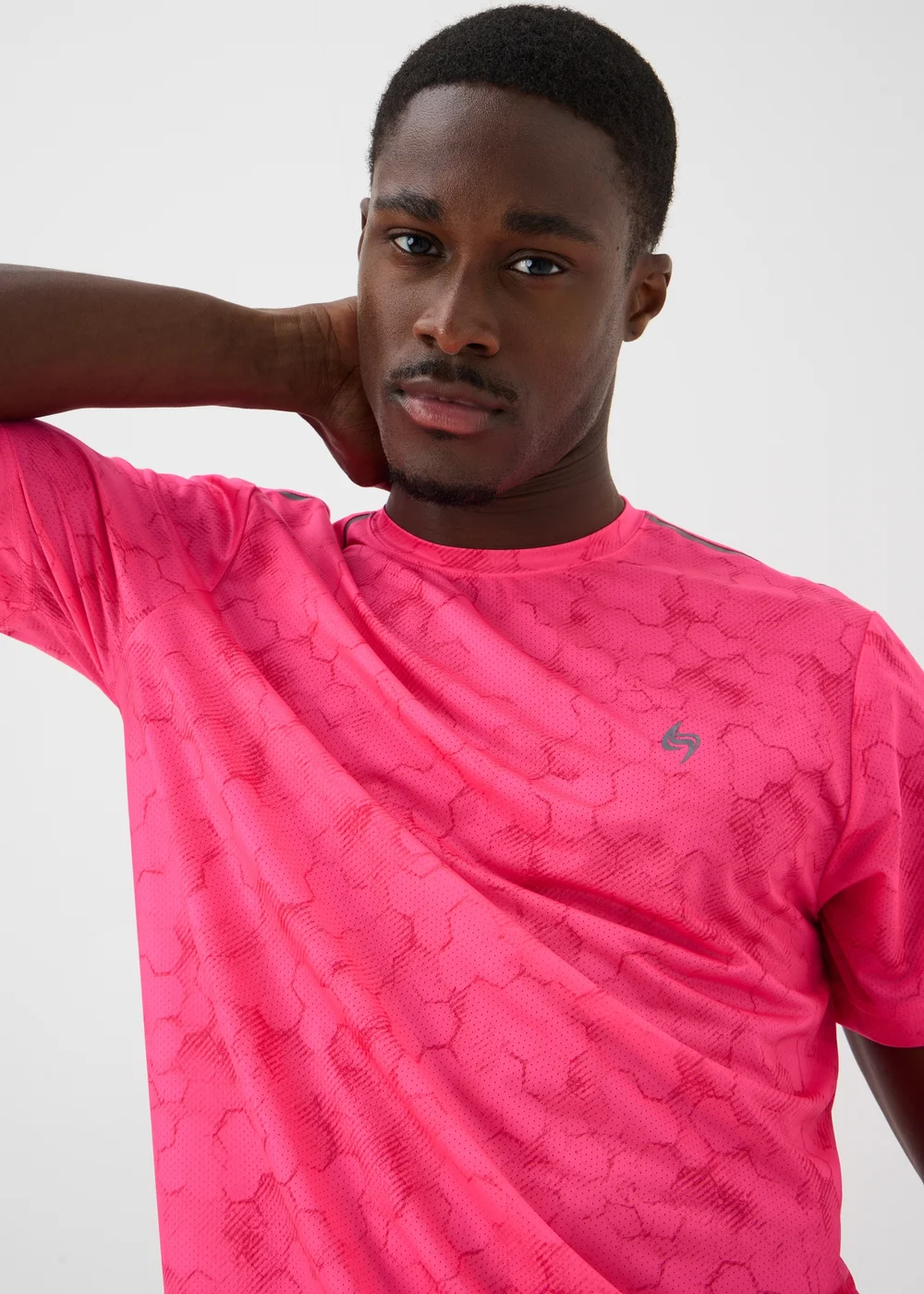 Souluxe Pink Hexagon Print Sports T-Shirt - S Image 3
