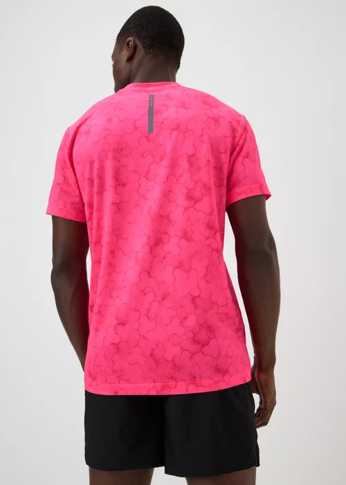 Souluxe Pink Hexagon Print Sports T-Shirt - S Image 2