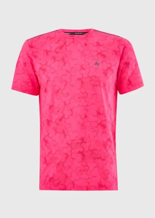 Souluxe Pink Hexagon Print Sports T-Shirt - S Image 4